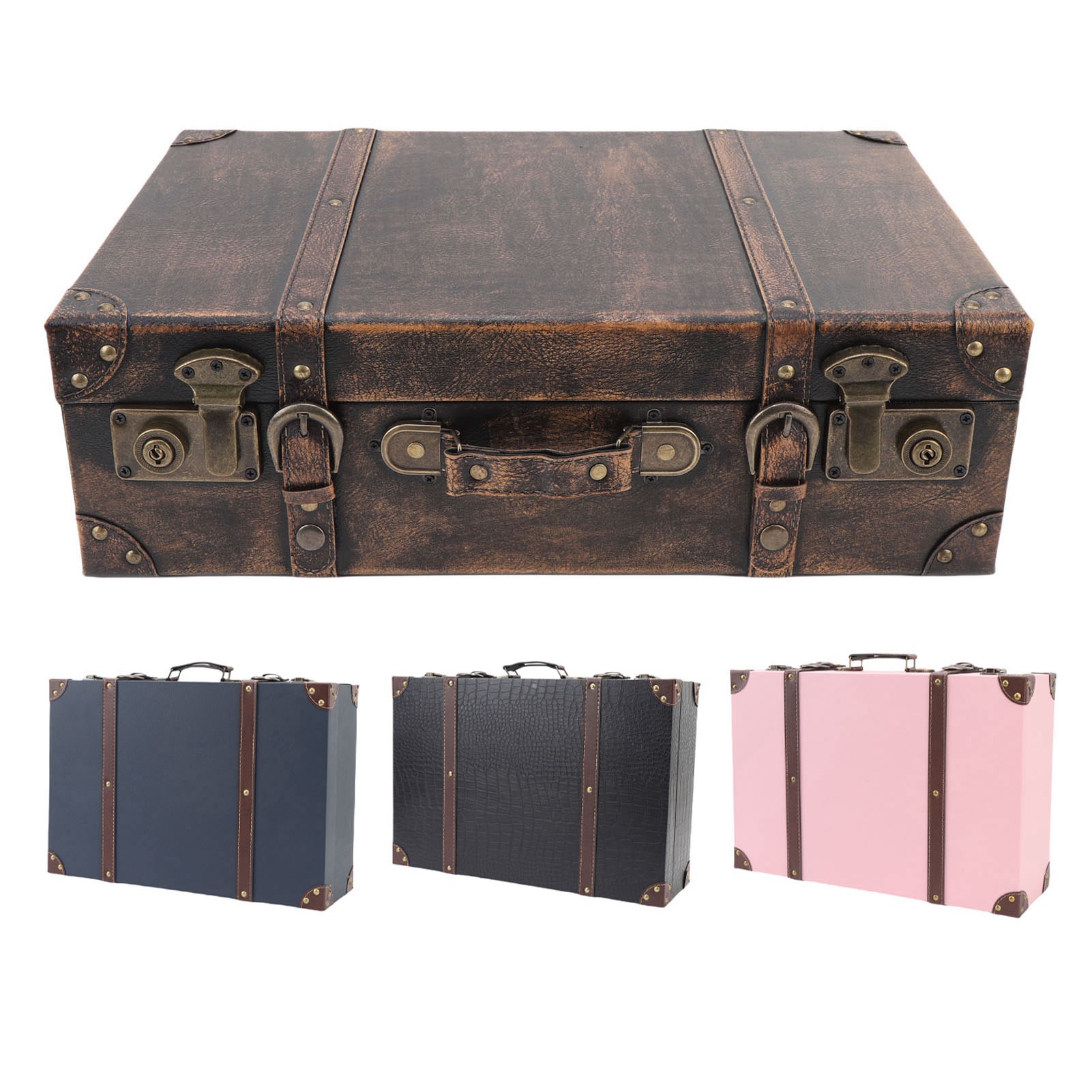 Retro Vintage Trunk Suitcase - Maleta Vintage Estilo Viaje, Caja Decorativa