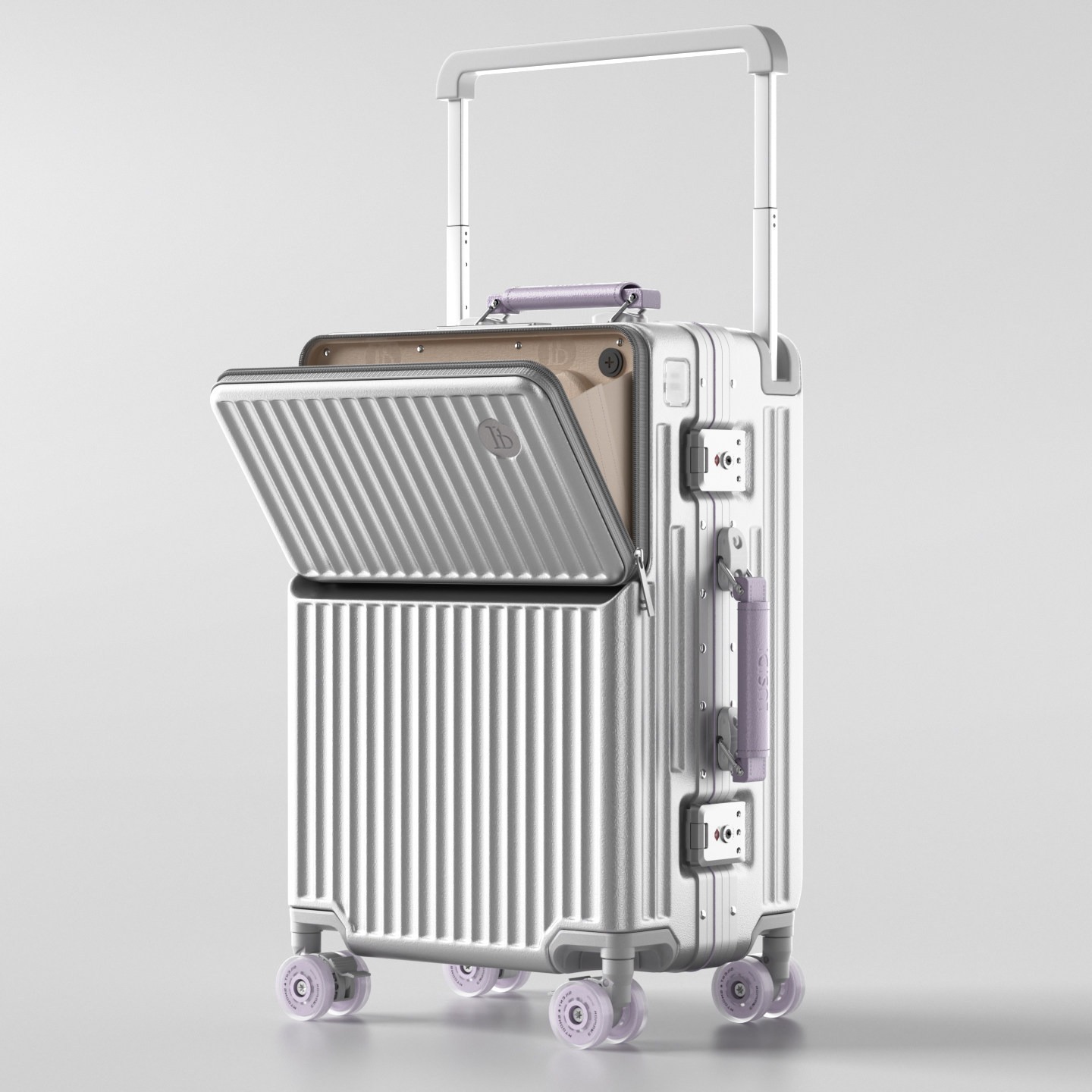 Aluminum Frame Carry On Luggage - Maleta con Apertura Frontal, Asa Ancha,
