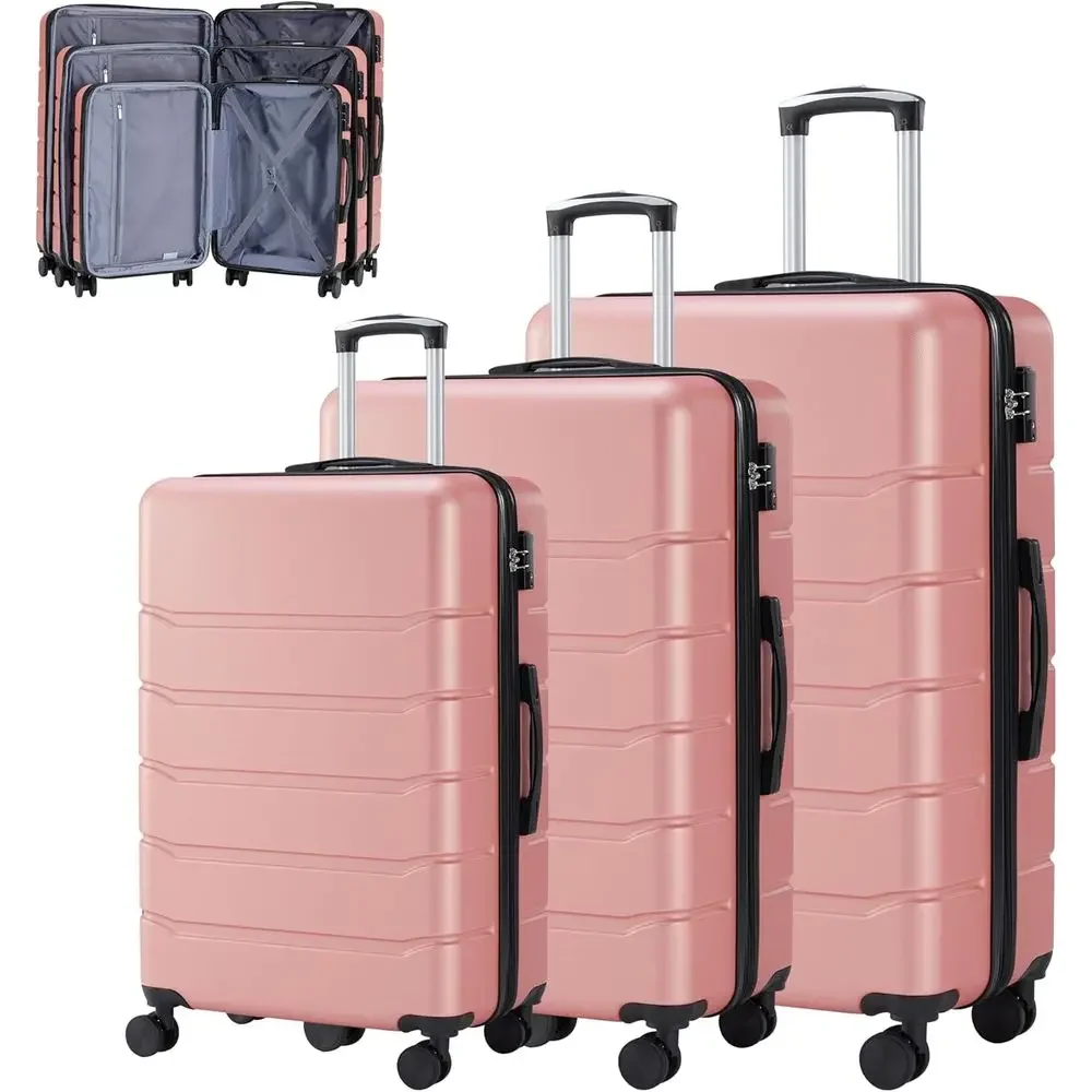 Expandable Hard Shell Luggage Set - Juego de 3 Maletas Grandes con
