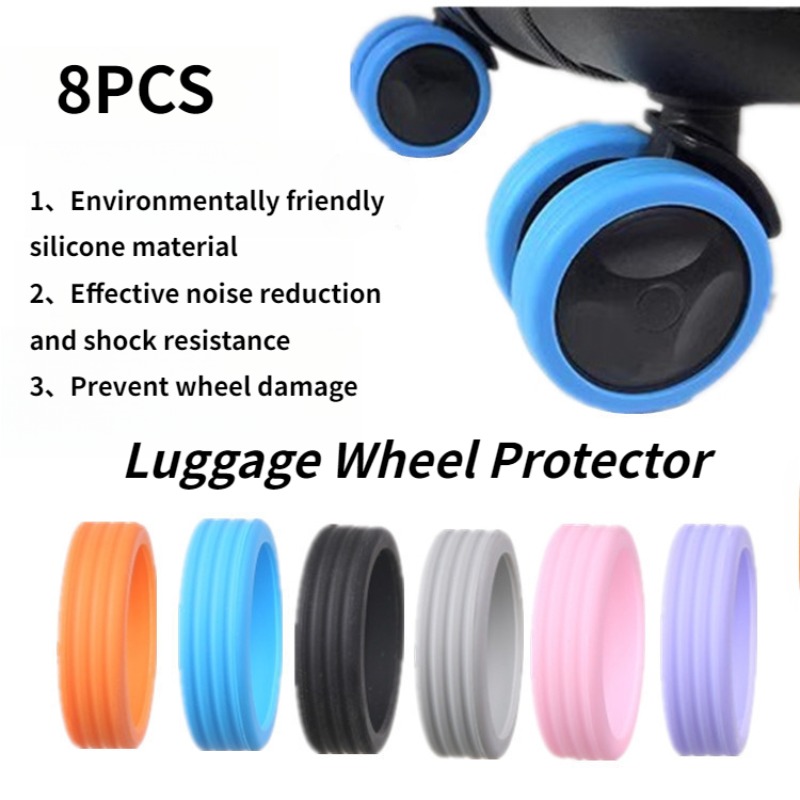 Silent Replacement Luggage Wheels - 8 Fundas Protectoras de Goma Silenciosas