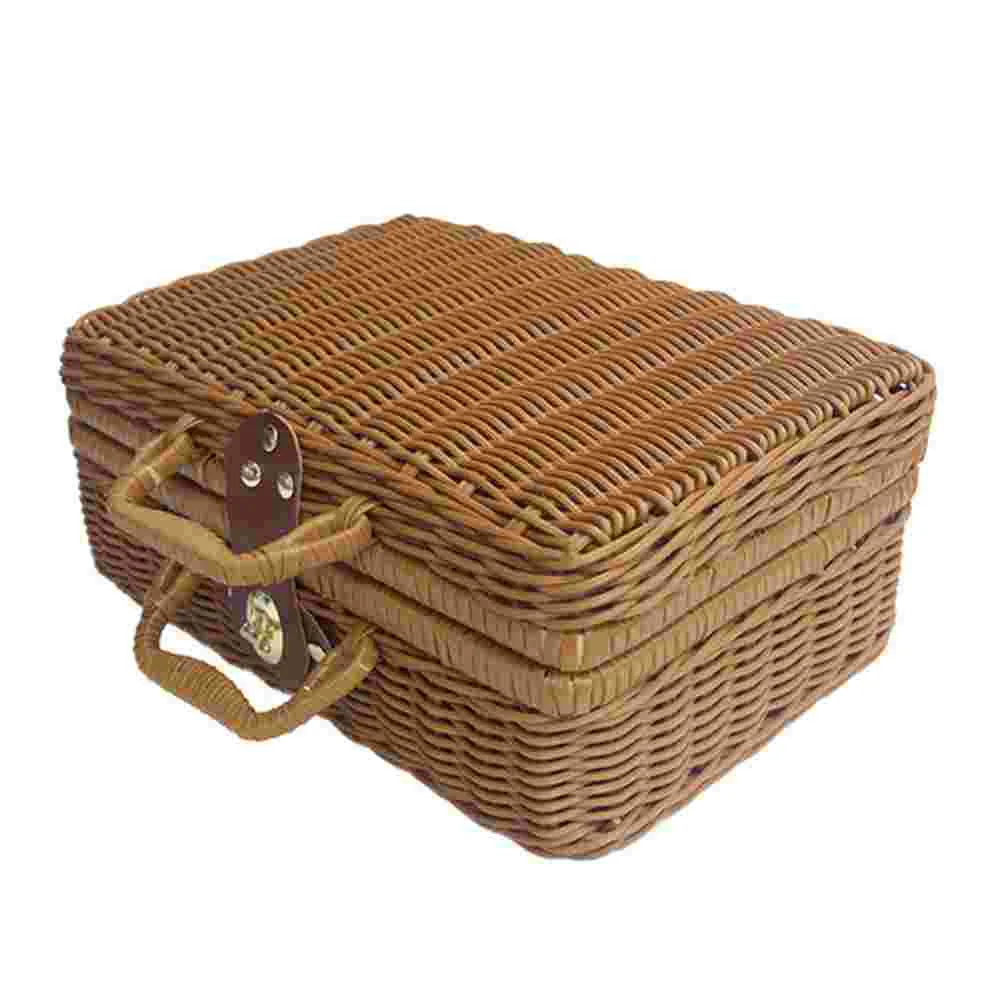 Retro Vintage Trunk Suitcase - Cesta de mimbre para almacenamiento, Maleta