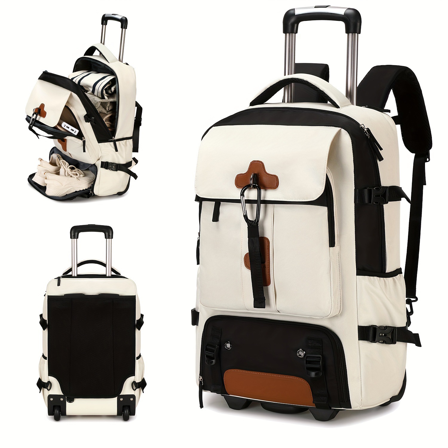 Foldable Rolling Luggage Bag - Mochila con ruedas, mochila de viaje