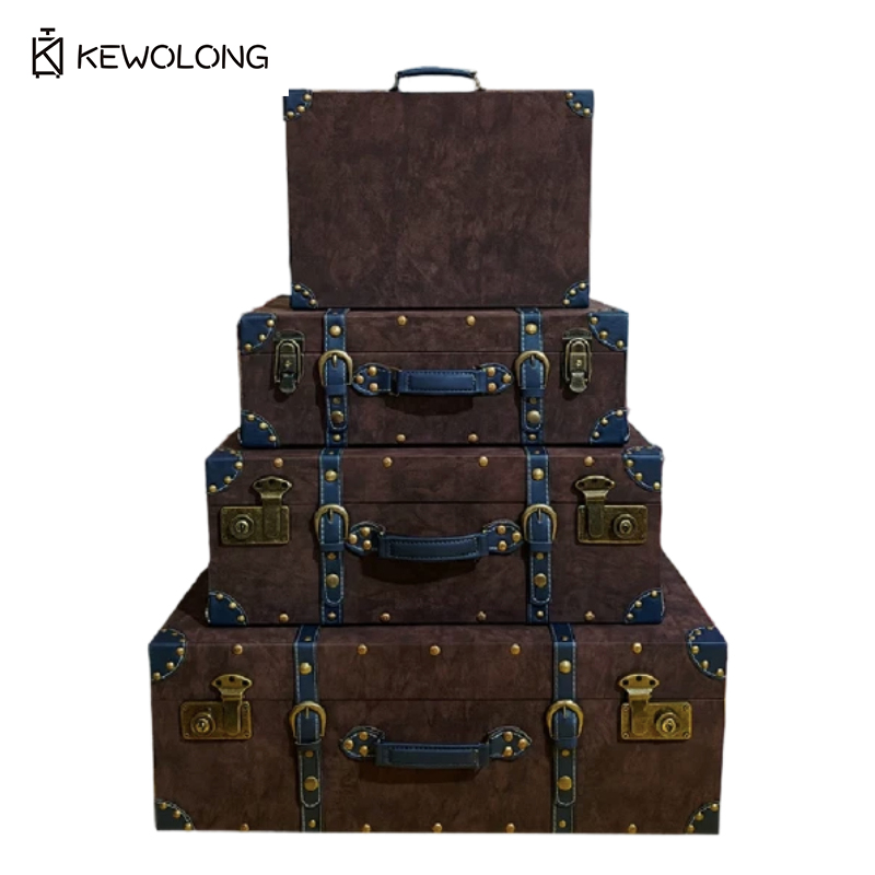 Retro Vintage Trunk Suitcase - Maleta de cuero vintage para almacenamiento,