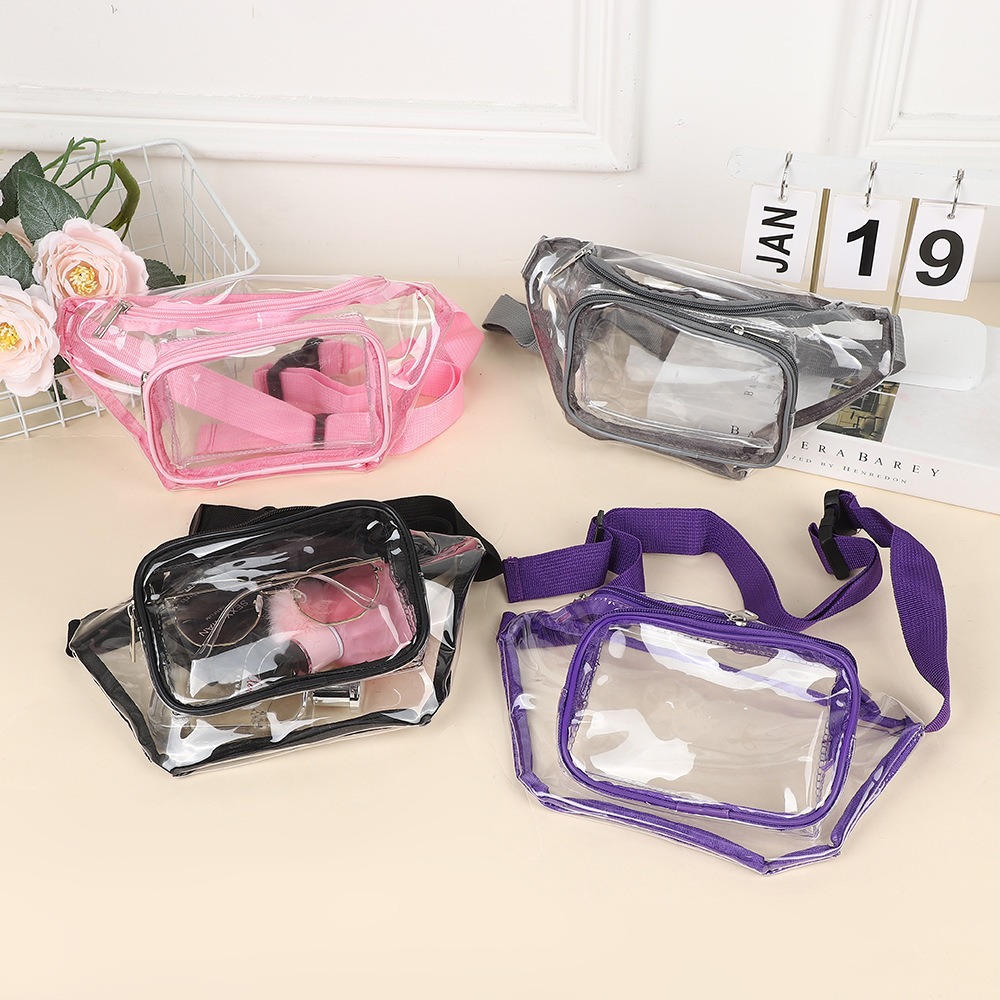Handbags - Riñonera Transparente de PVC, Multicolor, con