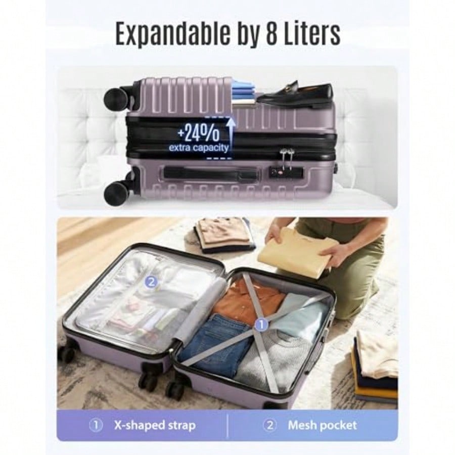 Maleta de Mano Expandible 22x1 - Spinner Wheel Rolling Suitcase 20 Inch reseña y precio