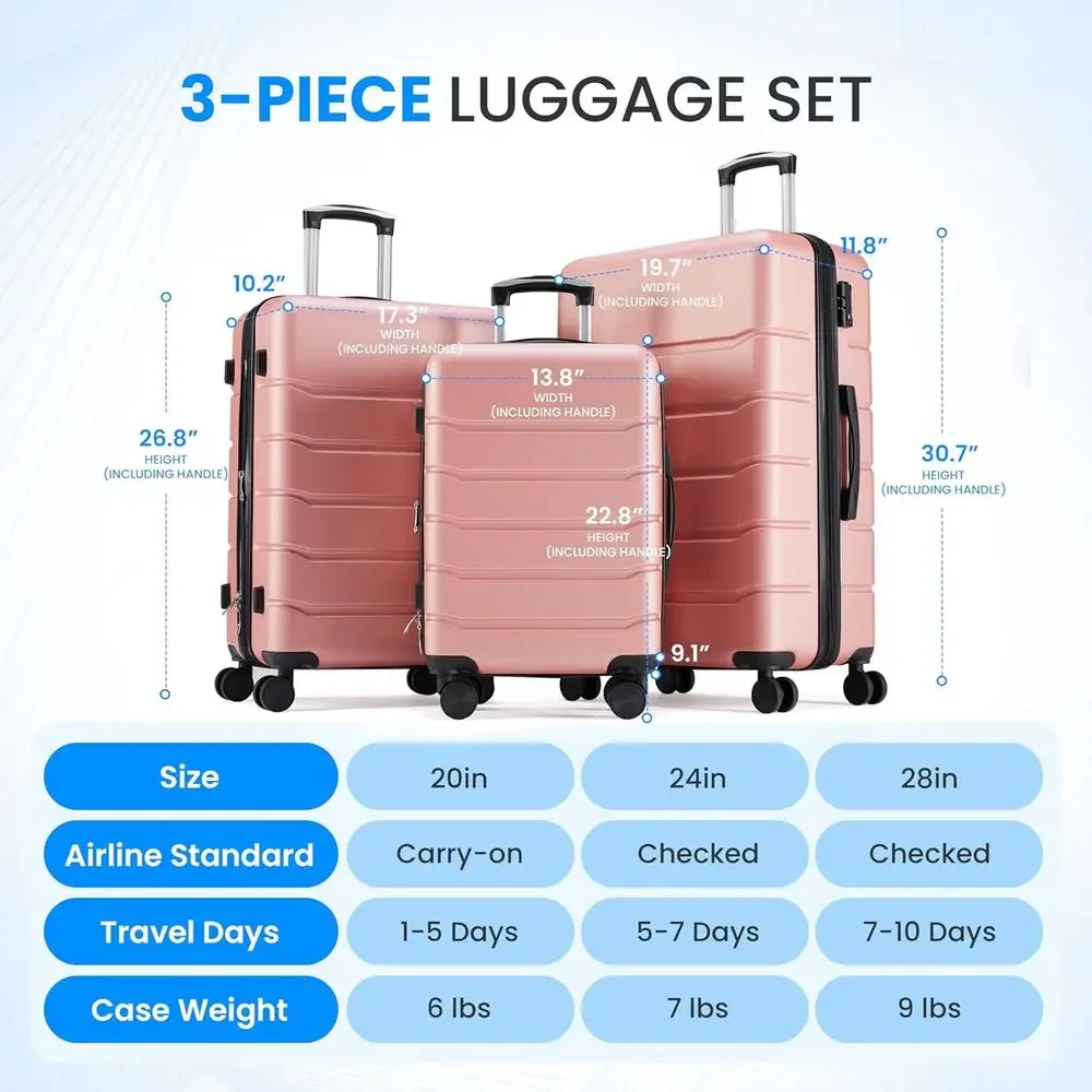 Juego de 3 Maletas Grandes con - Expandable Hard Shell Luggage Set reseña y precio