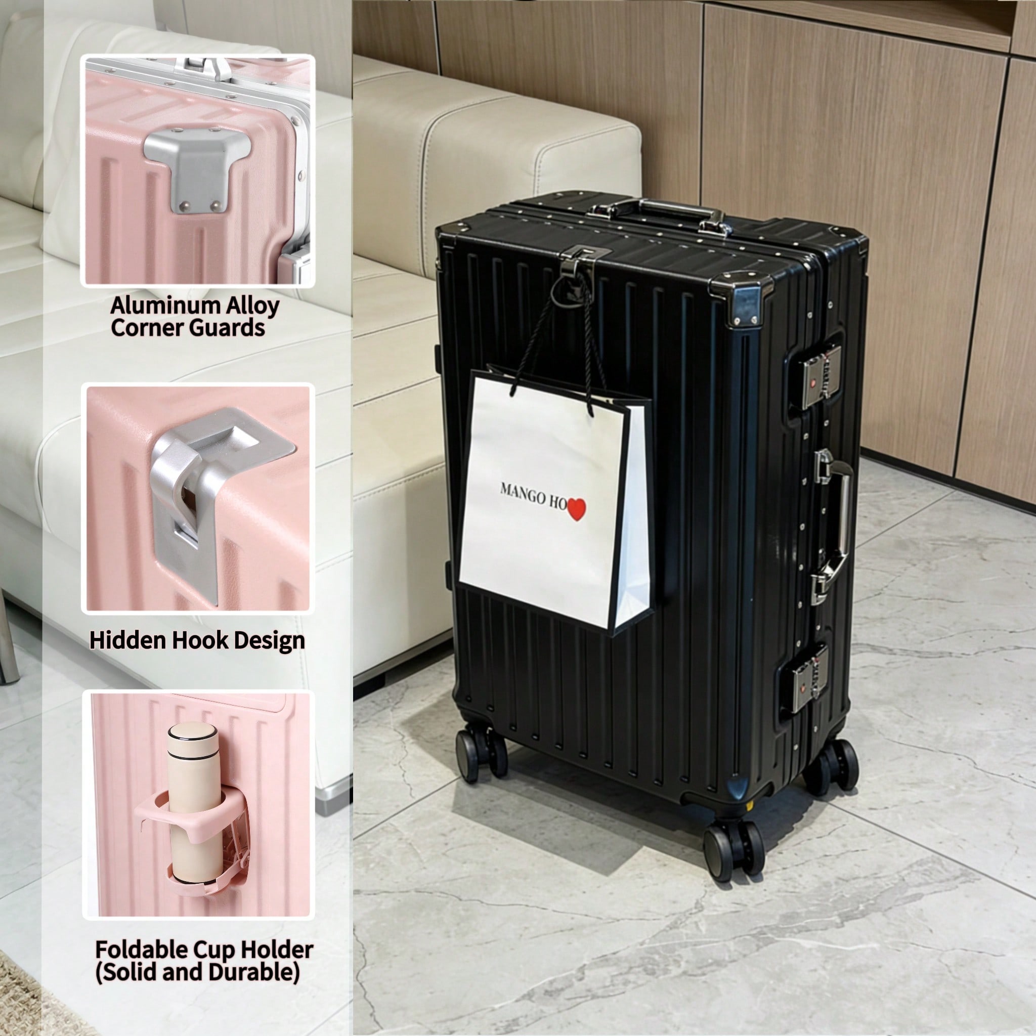 Maleta de mano de 20 pulgadas  - Aluminum Frame Carry On Luggage reseña y precio