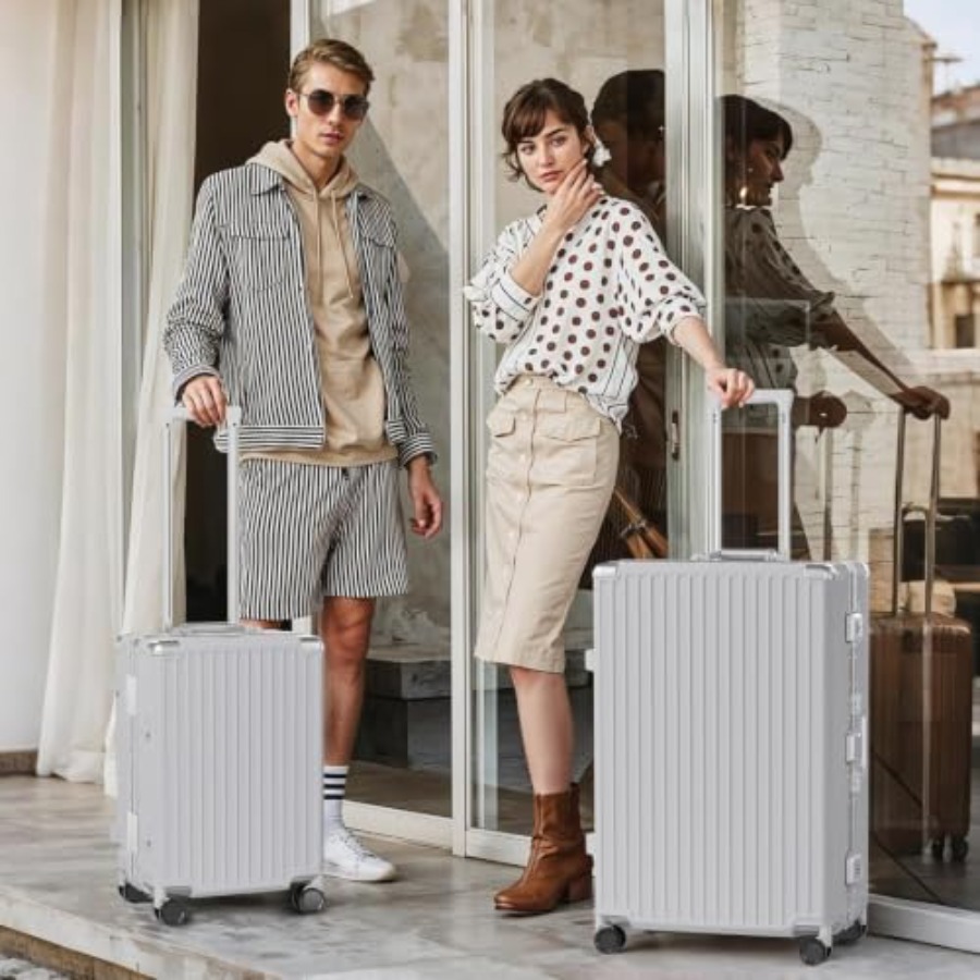Juego de Maletas de 2 Piezas,  - Aluminum Frame Carry On Luggage reseña y precio
